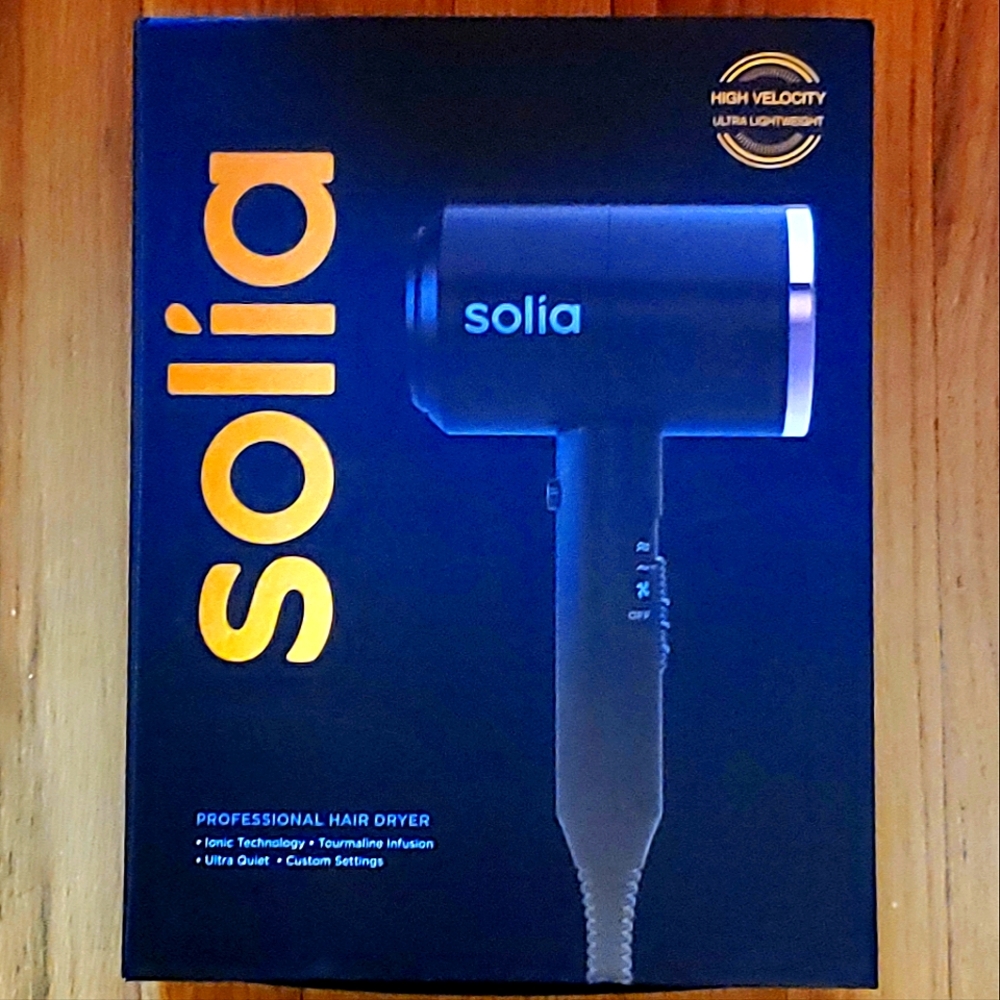 Solia Professional Hair Dryer Black Rose Gold Ionic Technology Lightweight